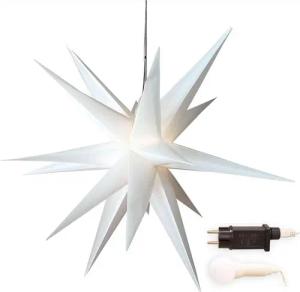 Gartenpirat LED Stern Faltstern 18 Zacken aus Kunstoff-Folie mit LED-Birne warmweiß, Timer-und Schalter-Funktion: Schalter mit 3 Funktionen(ON/OFF/TIMER)