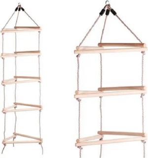 Gartenpirat Strickleiter mit 5 Ebenen 2 m mit Holzsprossen Strickleiter für Kinder