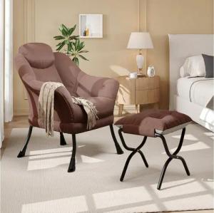 GarveeMore Ohrensessel mit klappbarem FußHocker,bequeme Lounge-Sessel, Relaxsessel für kleine Wohnungen,Wohnzimmer und Schlafzimmer