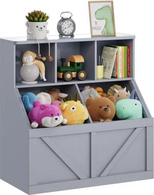 GarveeMore Spielzeugtruhe und Bücherregal für Kinder Mit 5 Fächern,90x42x92cm, Kinderzimmerregal,Spielzeugregal,Kippsicheres Design,Einfache Montage