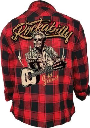 GASOLINE BANDIT® Flanellhemd schwarz-rot kariert für Rockabilly Fans: Old School