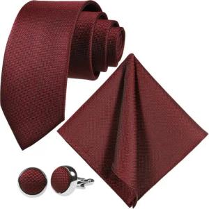 GASSANI Krawatte Hochzeitskrawatte Festlich, Herren-Krawatte Hochzeit Schlips zum Sakko (Set, 3-St., Krawattenset, mit Einstecktuch, Manschettenknöpfe) Breit (8cm), Grid, Klein-Kariert, Pique, Fein Karo, Matt, Seide-Touch