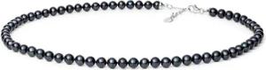 Gaura Pearls Perlenkette Modern Choker schwarz rund 4.5-5.5 mm 40 cm, 925 Silber rhodiniert