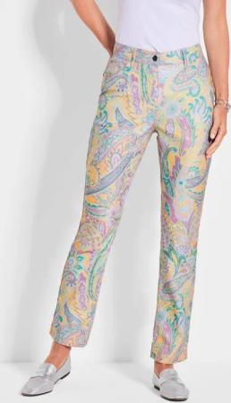 Gemusterte Hose LOUISA - flieder / graugrün / gemustert - Gr. 50 von Goldner Fashion