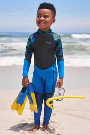 Gemusterter Kinder-Neoprenanzug - Grün