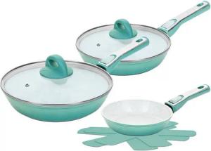 Genius Pfannen-Set Cerafit Revolution Pfannen Set 7-tlg. 20+24+28 CM, 2 Glasdeckel, Keramik (7tlg., Pfannen Set), ThermoSpeed Induction Technology