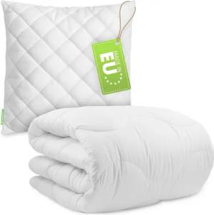 Gentle North Microfaserbettdecke + Kopfkissen Bettdecke & Kopfkissen - 2-Set Kopfkissen - Ganzjahresdecke, Füllung: 100% Polyester, Reißverschluss beim Kissen - waschbar - allergikerfreundlich