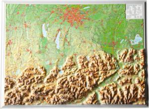 Georelief 3D Reliefkarte Bayerisches Oberland