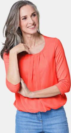 Gepflegtes Shirt in eleganter Blusen-Optik - orange - Gr. 52 von Goldner Fashion