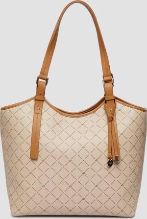 Geräumiger Shopper in Leder-Optik mit Logo-Print