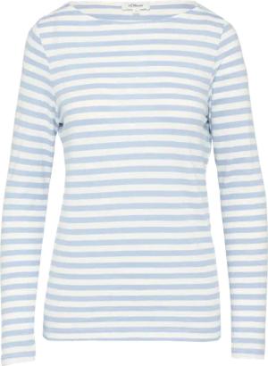 Geringeltes Langarmshirt aus Flammgarn mit U-Boot-Ausschnitt