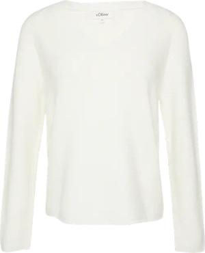 Gerippter Strickpullover aus Baumwollmix mit V-Ausschnitt