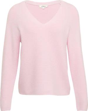 Gerippter Strickpullover aus Baumwollmix mit V-Ausschnitt