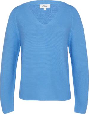 Gerippter Strickpullover aus Baumwollmix mit V-Ausschnitt