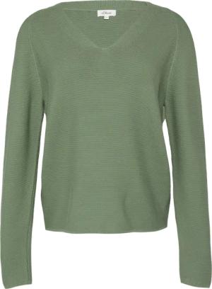 Gerippter Strickpullover aus Baumwollmix mit V-Ausschnitt