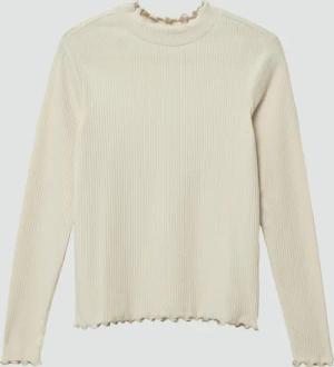 Geripptes Langarmshirt im Slim Fit mit Rollsaum