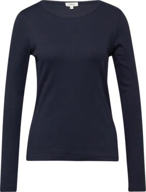 Geripptes Langarmshirt im Slim Fit mit Stickerei