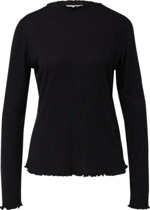 Geripptes Langarmshirt mit gewelltem Saum