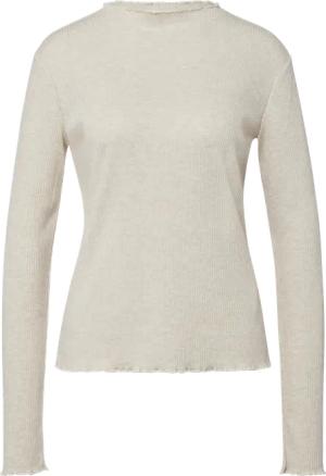 Geripptes Langarmshirt mit gewelltem Saum