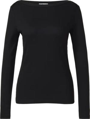 Geripptes Langarmshirt mit U-Boot-Ausschnitt