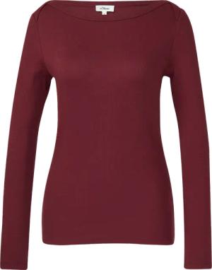 Geripptes Langarmshirt mit U-Boot-Ausschnitt