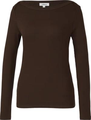 Geripptes Langarmshirt mit U-Boot-Ausschnitt