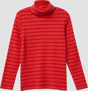 Geripptes Rollkragen-Longsleeve mit Glitzergarn