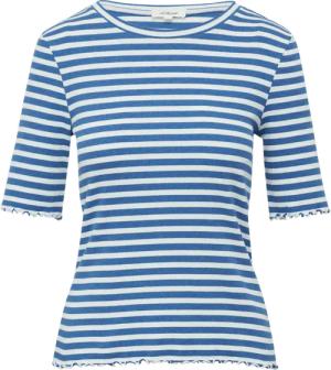 Geripptes T-Shirt mit Ziersaum