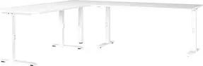 GERMANIA Mailand höhenverstellbarer Schreibtisch weiß L-Form, C-Fuß-Gestell weiß 260,0 x 200,0 cm