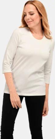 Geschmücktes Rundhalsshirt aus Pima-Baumwolle - cremeweiß - Gr. 40 von Goldner Fashion