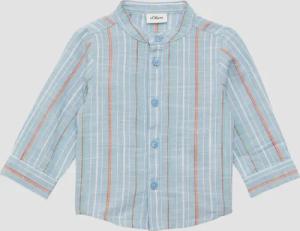 Gestreiftes Hemd in Leinenoptik mit Stehkragen