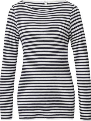 Gestreiftes Langarmshirt aus Flammgarn mit U-Boot-Ausschnitt