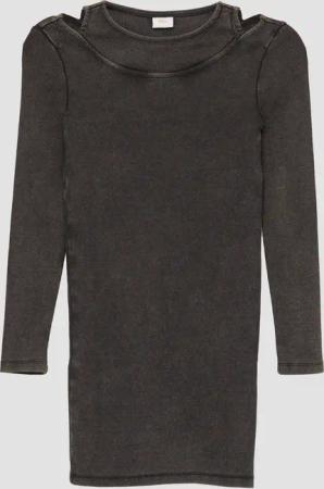 Gewaschenes Ripp-Kleid mit 2-in-1-Optik