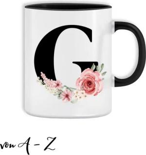 Giftandprint Tasse personalisiert mit Namen Anfangsbuchstabe Monogramm Initiale, Geschenke für Frauen, Spülmaschinengeeignet, Mit Geschenkbox