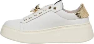 Gio+ Low-Top Sneaker - White Leather Sneakers With Sparkling Snake-Effect - Gr. 38 (EU) - in Weiß - für Damen