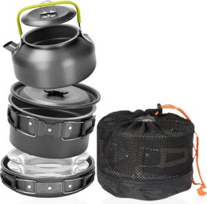 GLIESE Topf-Set 17-tlg Kochgeschirr-Set für Wanderungen, Camping & Grillabende, (17-tlg)