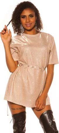 Glitzer Minikleid Party Shirtkleid Longtop