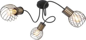 GLOBO Deckenleuchte gold schwarz Metall H/D: ca. 24x60 cm E27 3 Brennstellen