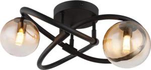 GLOBO Deckenleuchte klar schwarz Metall H/D: ca. 20x41 cm G9 2 Brennstellen