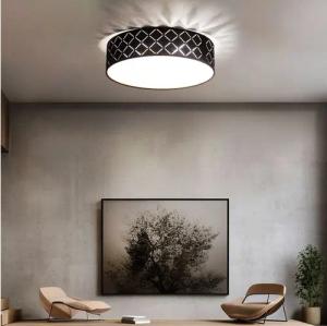 GLOBO LIGHTING LED Deckenleuchte, Leuchtmittel inklusive, Warmweiß, LED Decken Strahler Leuchte rund schwarz Dekor Stanzungen gold