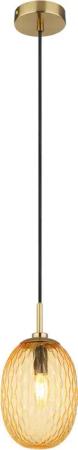 GLOBO Pendelleuchte amber gold schwarz Textil Glas Metall H/D: ca. 120x15 cm E14 1 Brennstellen