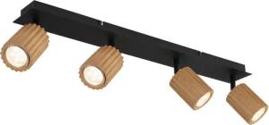 GLOBO Spot WENZEL 57037-4 mattschwarz dunkelbraun Metall Holz B/H/L: ca. 65x13x8 cm GU10 4 Brennstellen