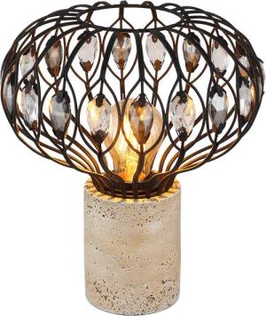 GLOBO Tischleuchte mattschwarz grau Rauch Metall Glas H/D: ca. 28,2x25 cm E27 1 Brennstellen