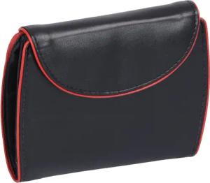 GlücksNugget Geldbörse Wortmann' schw. Damen-Brieftasche, runde Klappe, roter Rand, LEDER