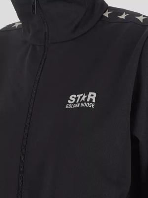 Golden Goose - High-Collar Sweatshirt With Star Detailing And Zip - Größe M - schwarz