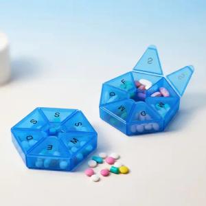 GOLDEN Pillendose GOLDEN Tablettenbox für 7 Tage, je 1 Fächer pro Tag, Farbe:Blau