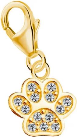 Goldene Hufeisen Charm-Einhänger Charm Anhänger Pfote mit Zirkonia 925 Silber Gold Vergoldet (inkl. Etui), 925 Sterling Silber vergoldet mit Zirkonia Goldschmuck für Armband