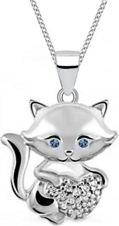 Goldene Hufeisen Kette mit Anhänger Herz Katze Kätzchen 45cm Halskette 925 Silber mit Zirkonia (2-tlg, inkl. Etui), Damen, Herren Katzen-Schmuck