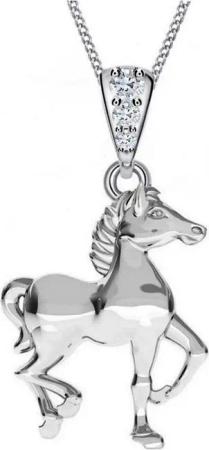 Goldene Hufeisen Kette mit Anhänger Pferd Damen Mädchen Anhänger mit Halskette aus 925 Sterling Silber (2-tlg, inkl. Etui), mit Zirkonia