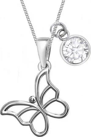 Goldene Hufeisen Kette mit Anhänger Schmetterling Halskette aus 925 Sterling Silber mit Zirkonia Klar Rund (3-tlg, inkl. Etui), Kinderkette